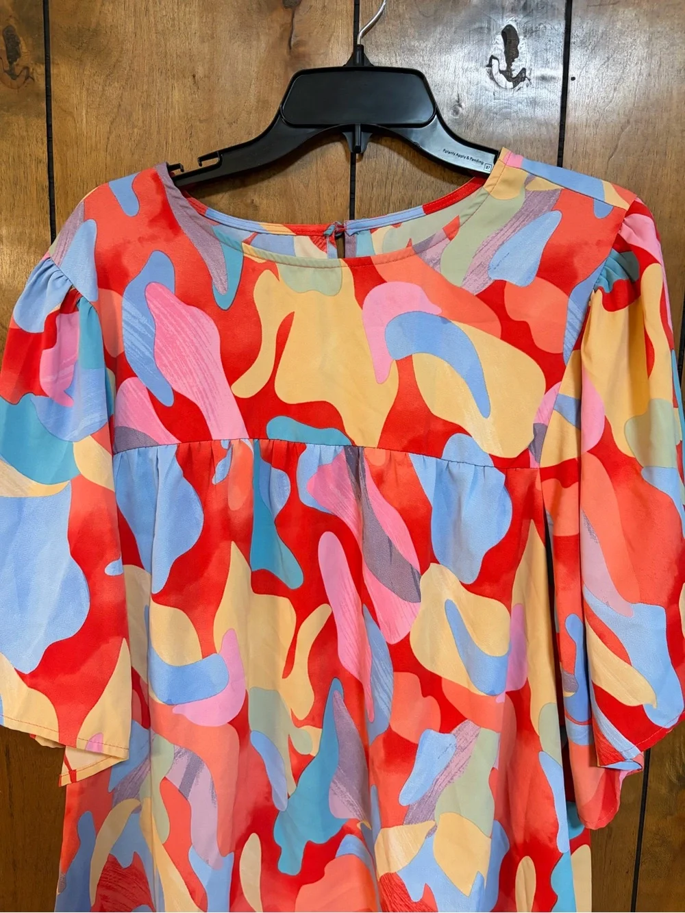 Abstract Multi-Color Flow Tunic Top - Red Multi - Picture 2 of 6